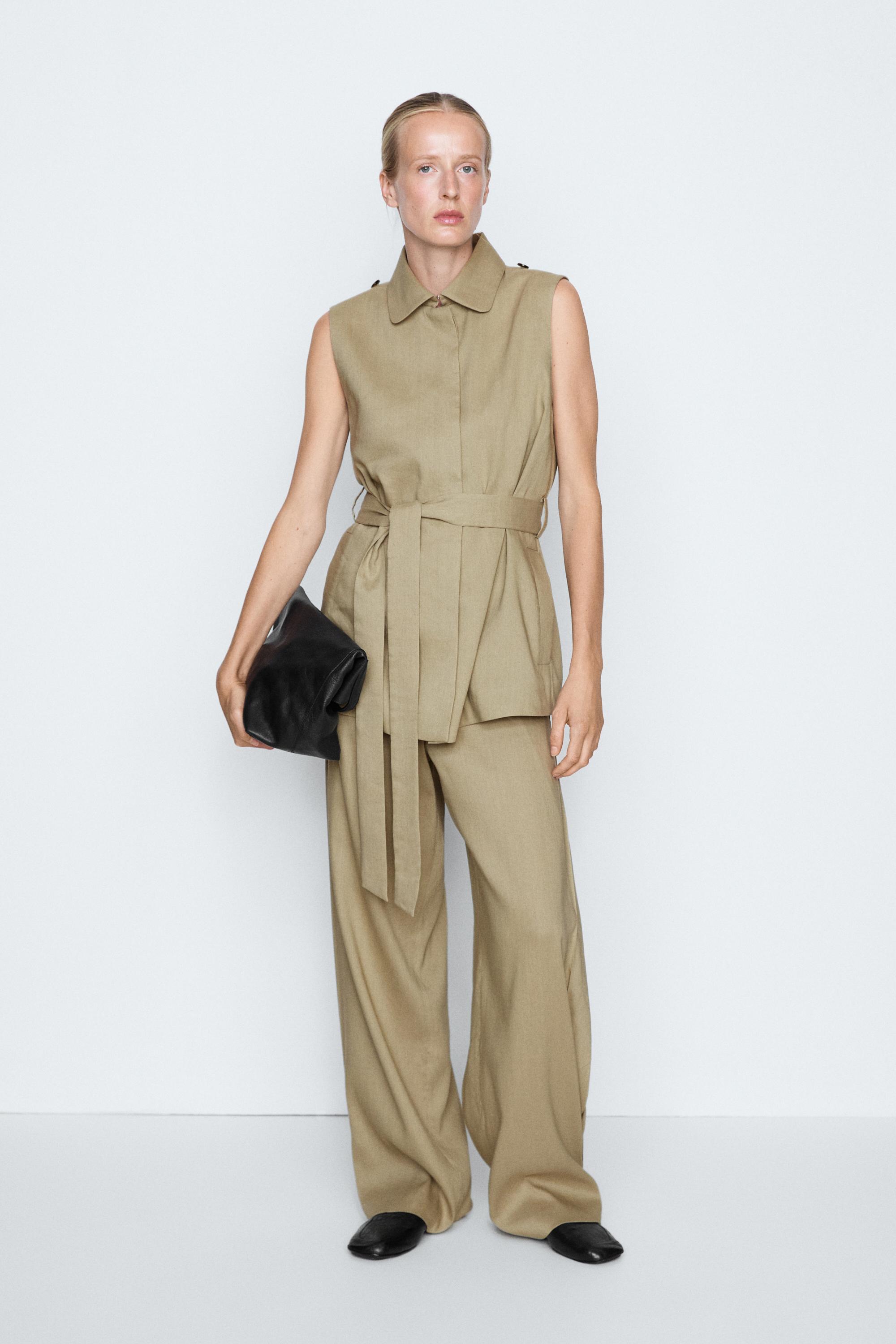 Linen blend short trench coat - STUDIO